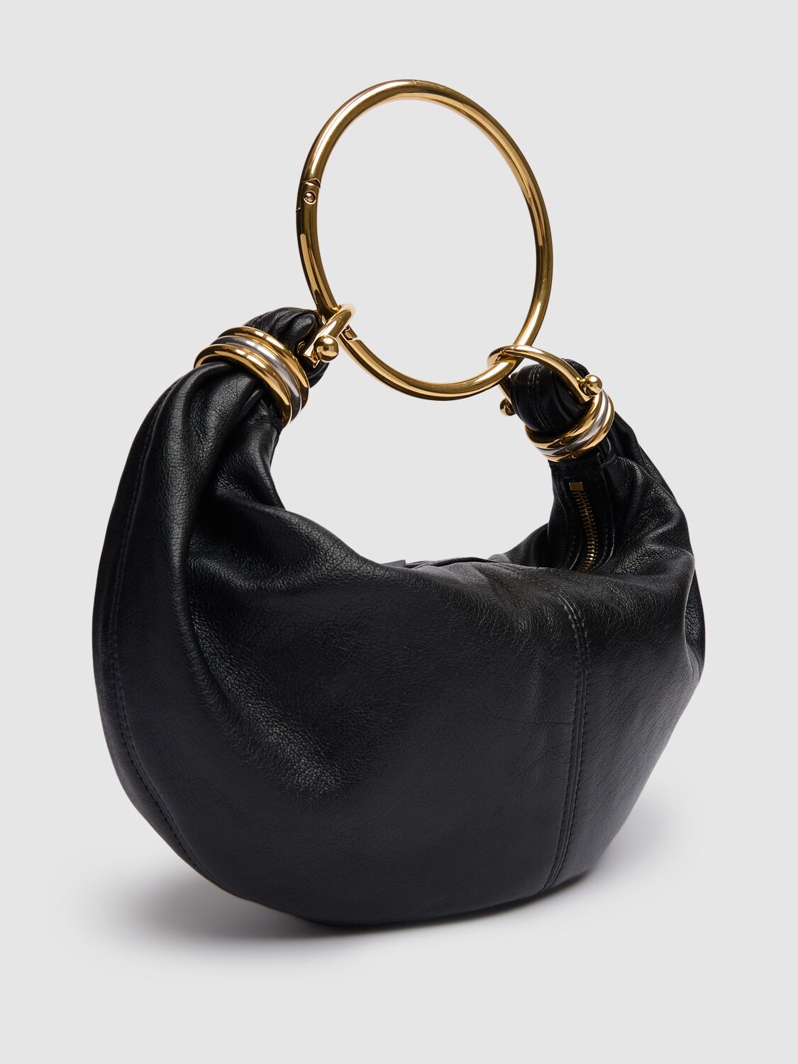 Shop Chloé Bracelet Shiny Grained Leather Bag In Black