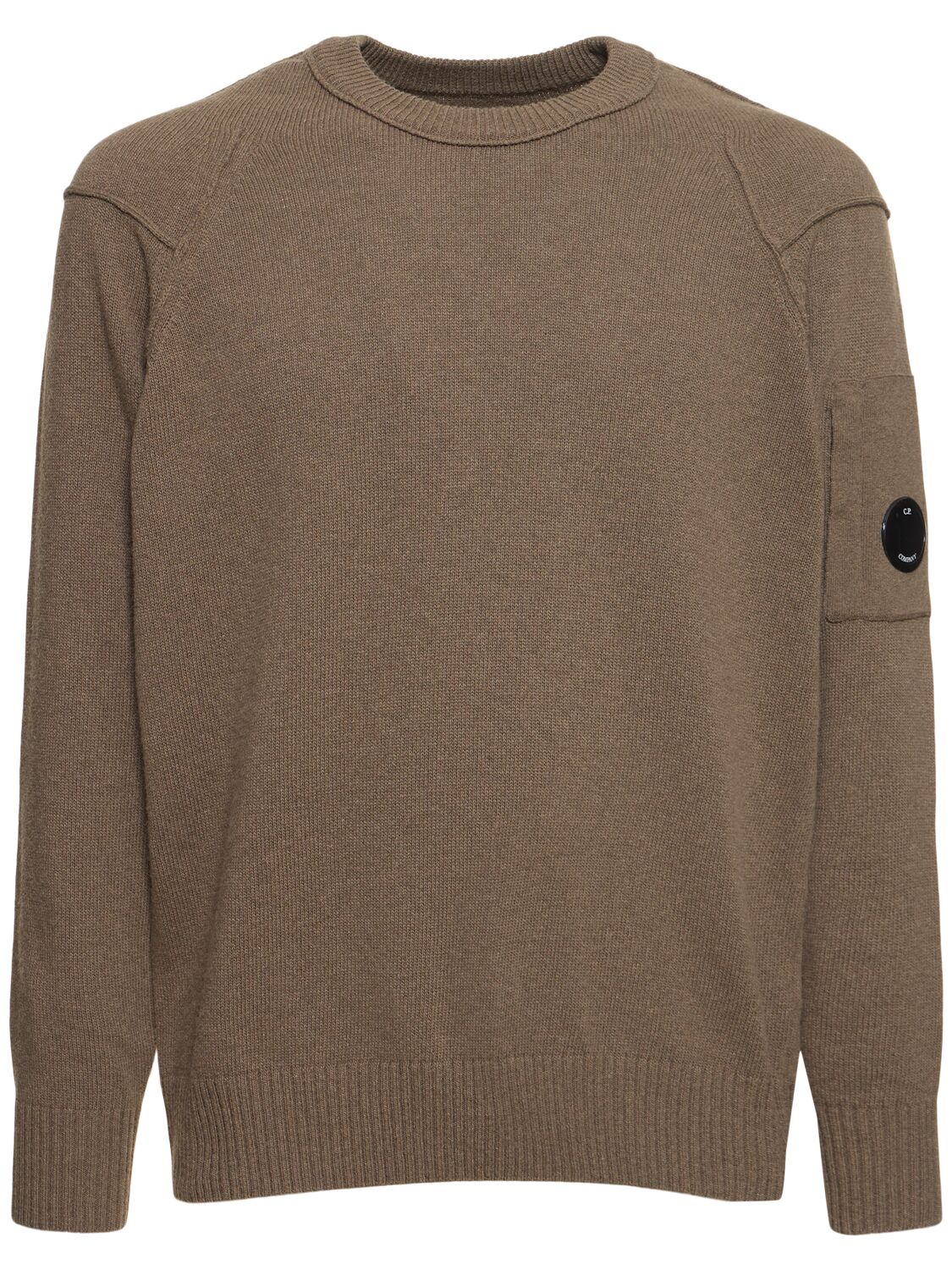 C.p. Company Wool Blend Crewneck Sweater In 胡桃色