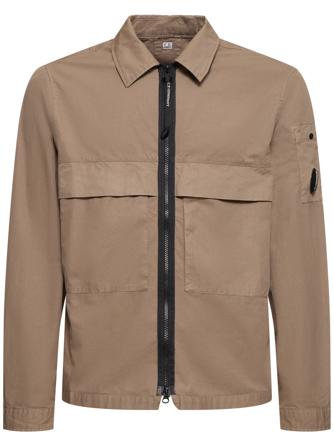 C.p. Company Cotton Utility Overshirt In Walnut