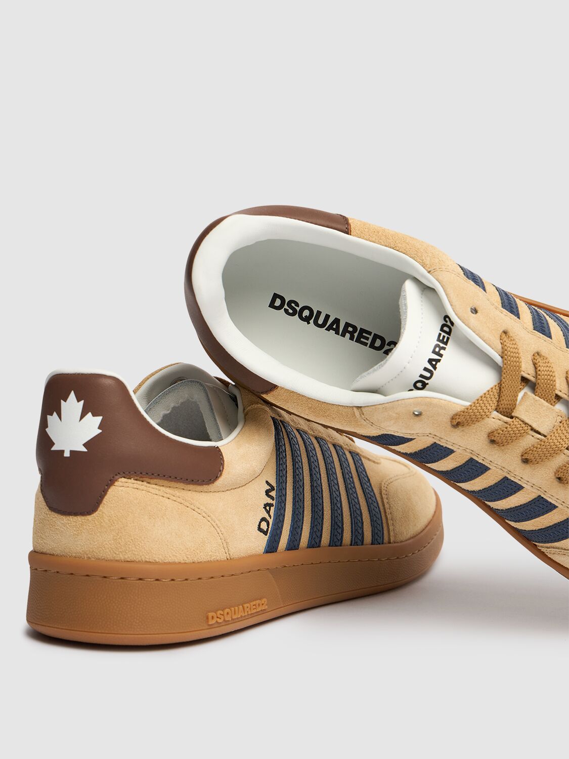 Shop Dsquared2 Low Top Sneakers In Beige/blue