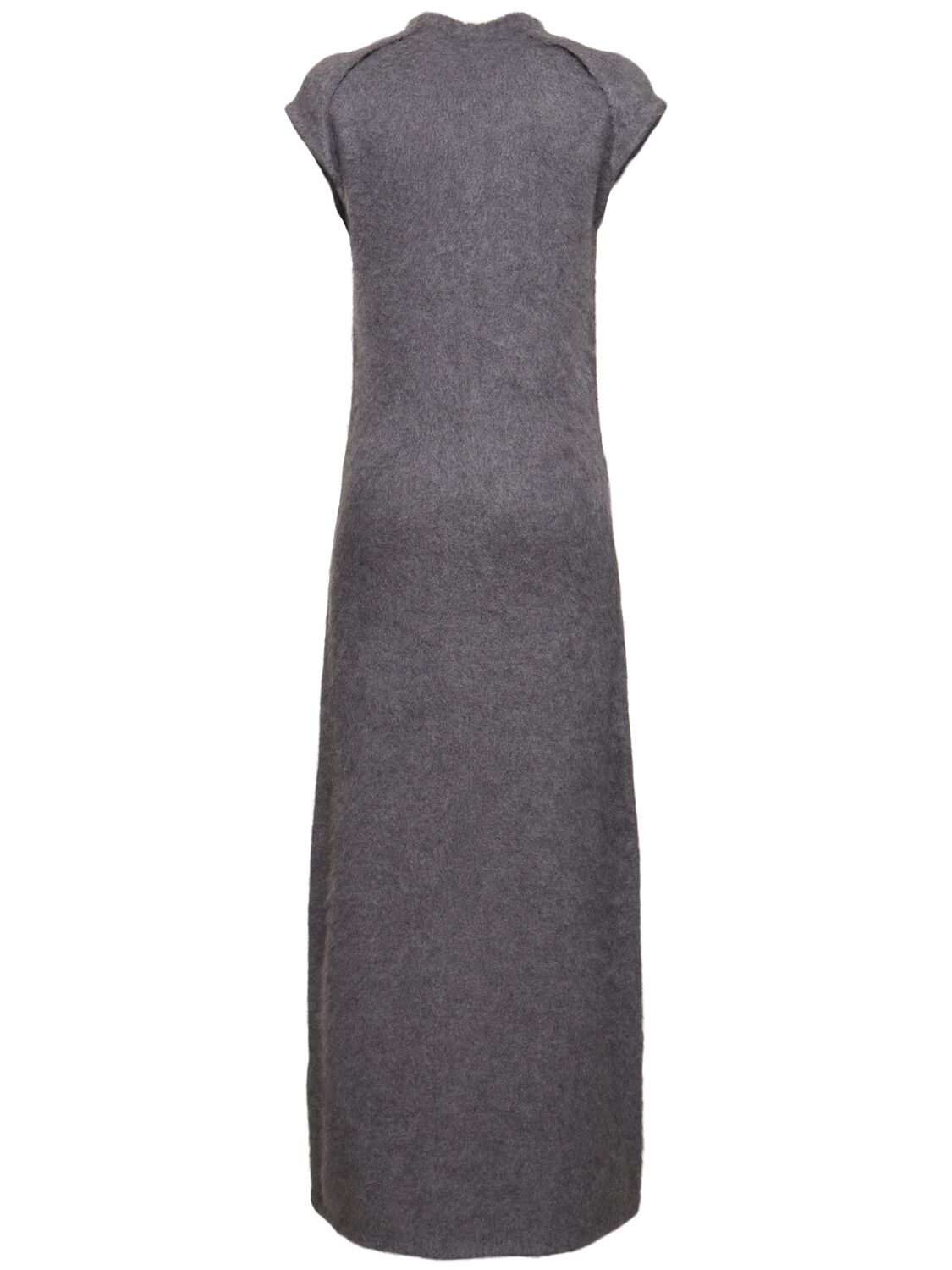 Shop Jil Sander Boiled Wool Brushed Knit Long Dress In Dark Grey