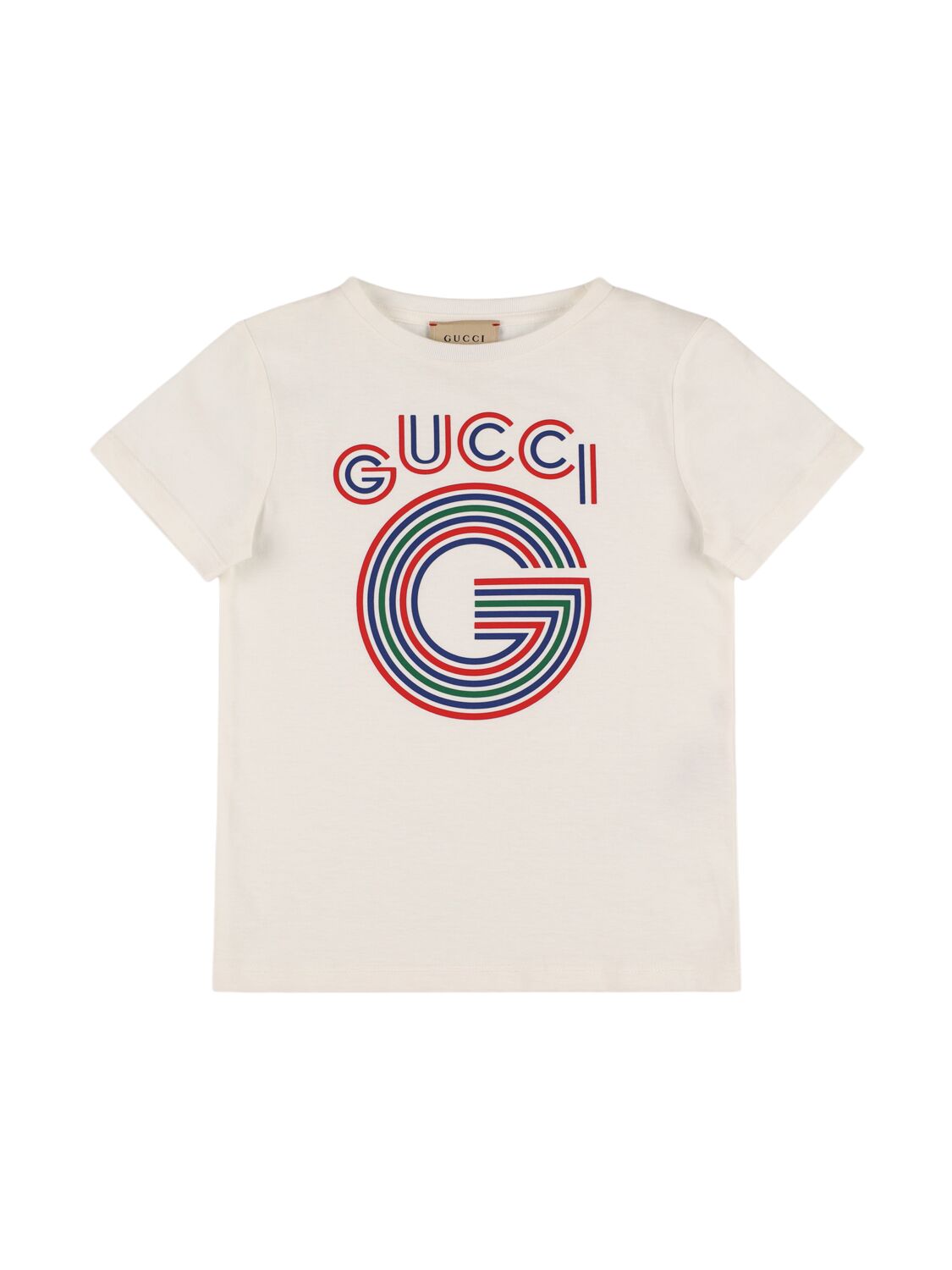 Gucci Logo Cotton Jersey T-shirt In White/multi