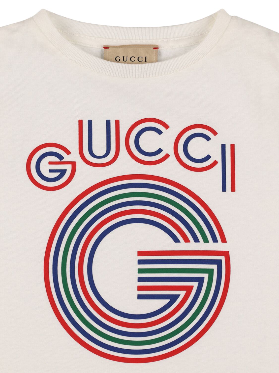 Shop Gucci Logo Cotton Jersey T-shirt In White/multi