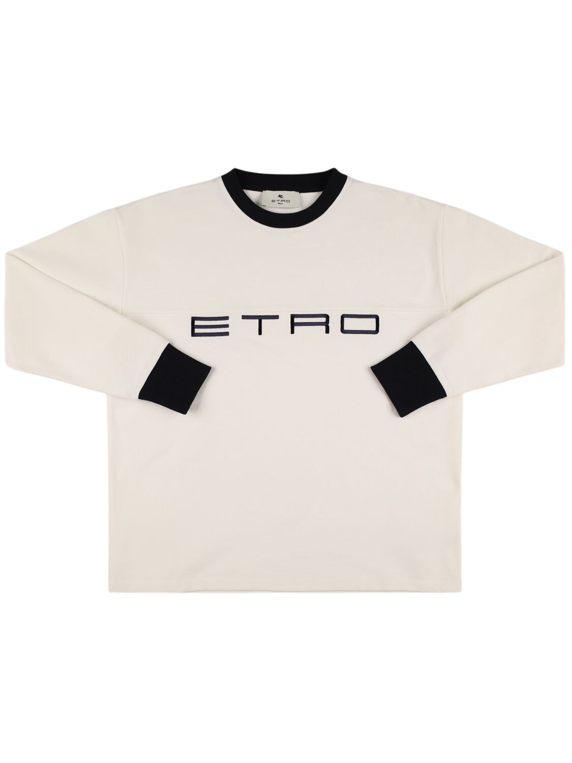 Etro Logo Cotton Crewneck Sweatshirt In White