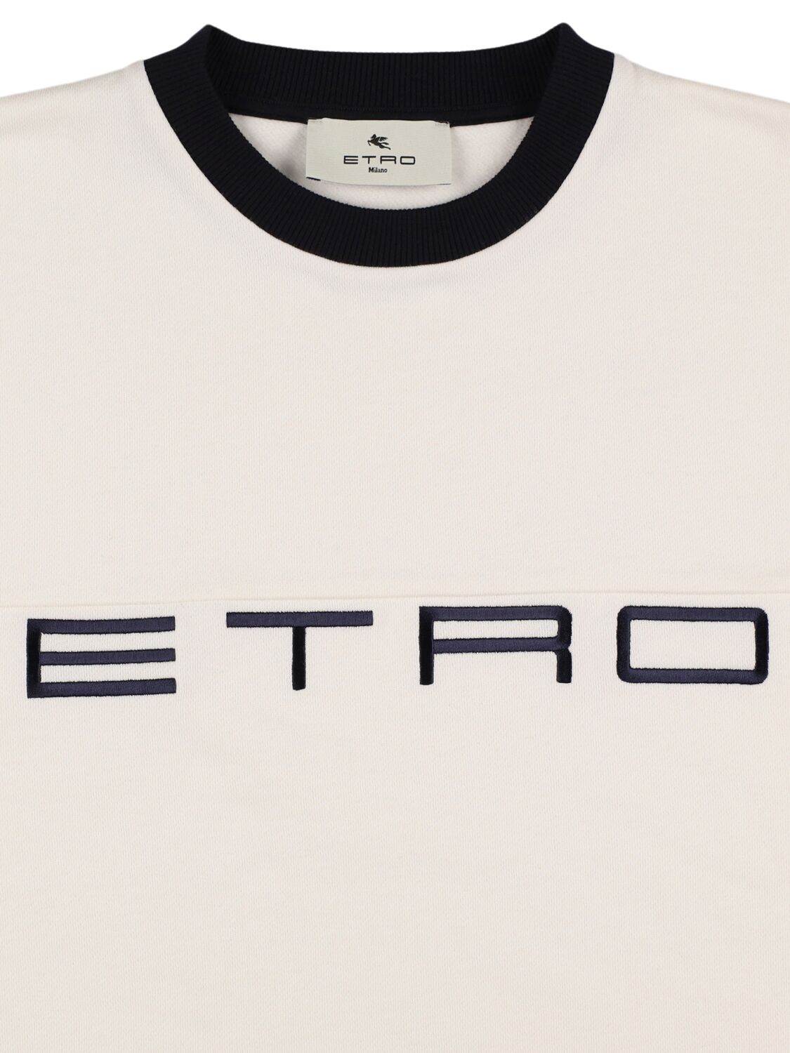 Etro Logo Cotton Crewneck Sweatshirt In White