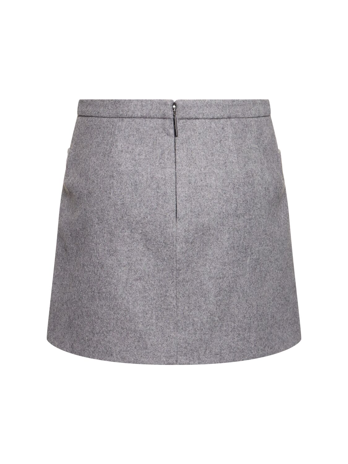 Shop Msgm Wool Knit Embellished Mini Skirt In Grey