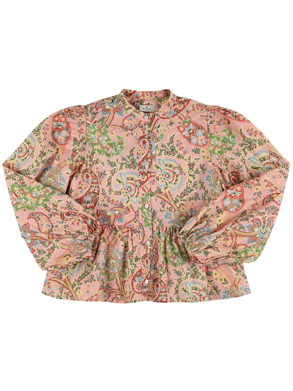 Etro Printed Cotton Poplin Shirt In Pink/multi