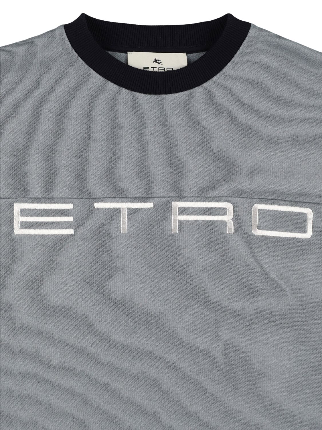 Etro Embroidered Cotton Crewneck Sweatshirt In Light Blue