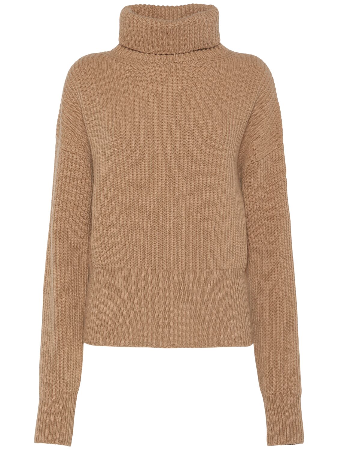 Moncler Virgin Wool Turtleneck Jumper In Beige