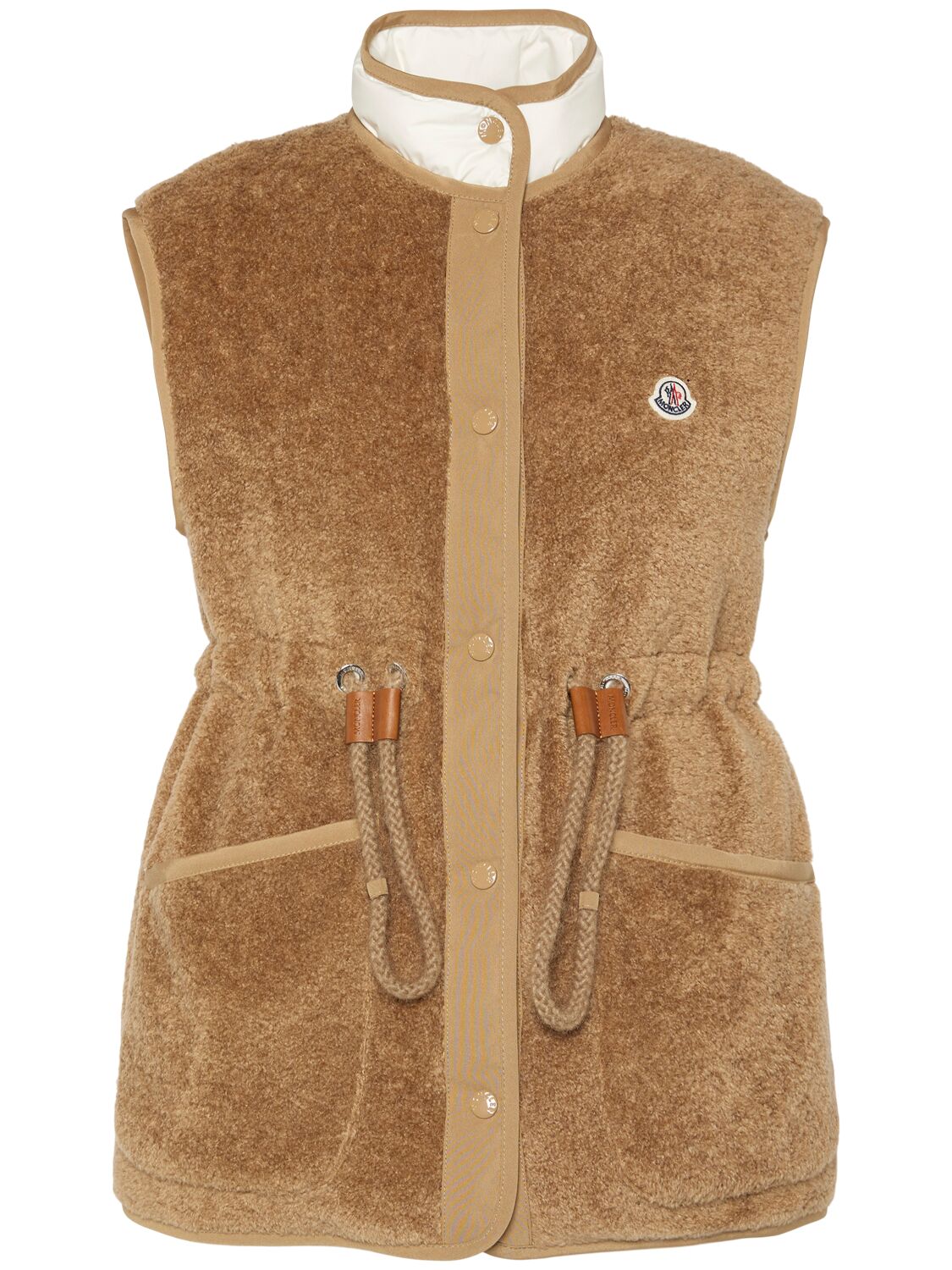 Shop Moncler Bost Teddy Down Vest In Brown