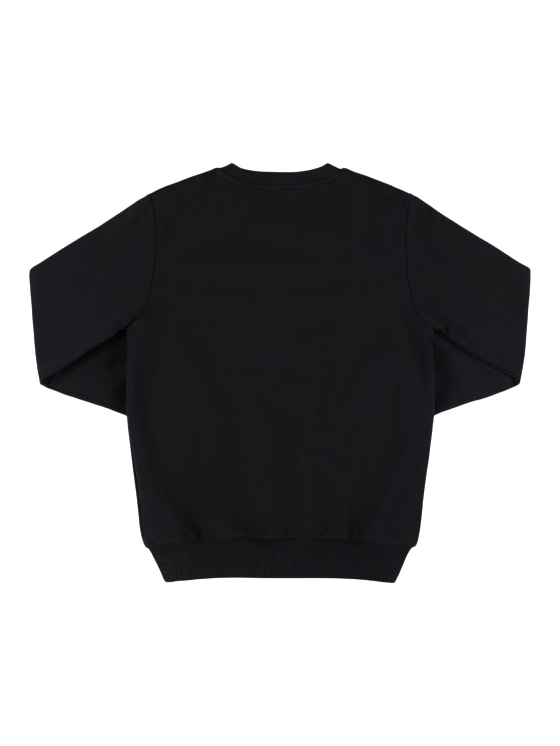 Shop Balmain Printed Logo Cotton Crewneck Sweatshirt In Black