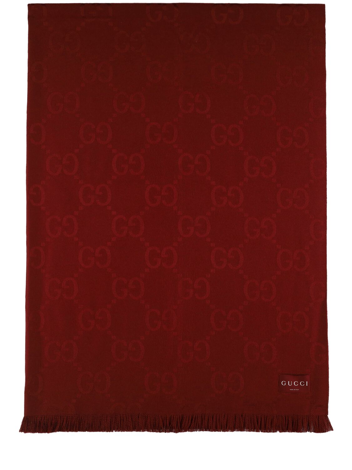 Gucci Gg Jacquard Wool & Silk Blanket In Rosso Ancora
