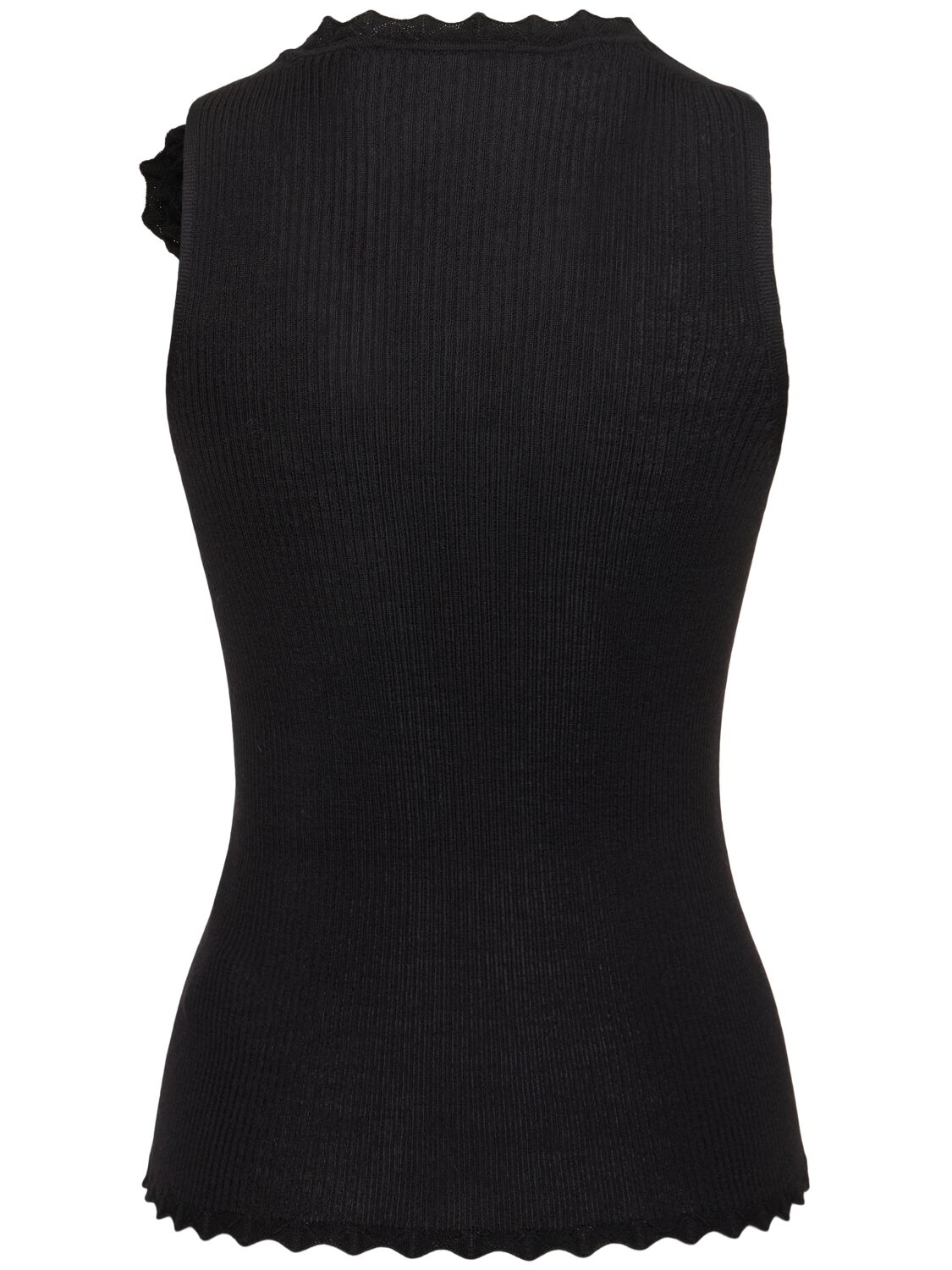 Blumarine Rib Knit Tank Top In Black