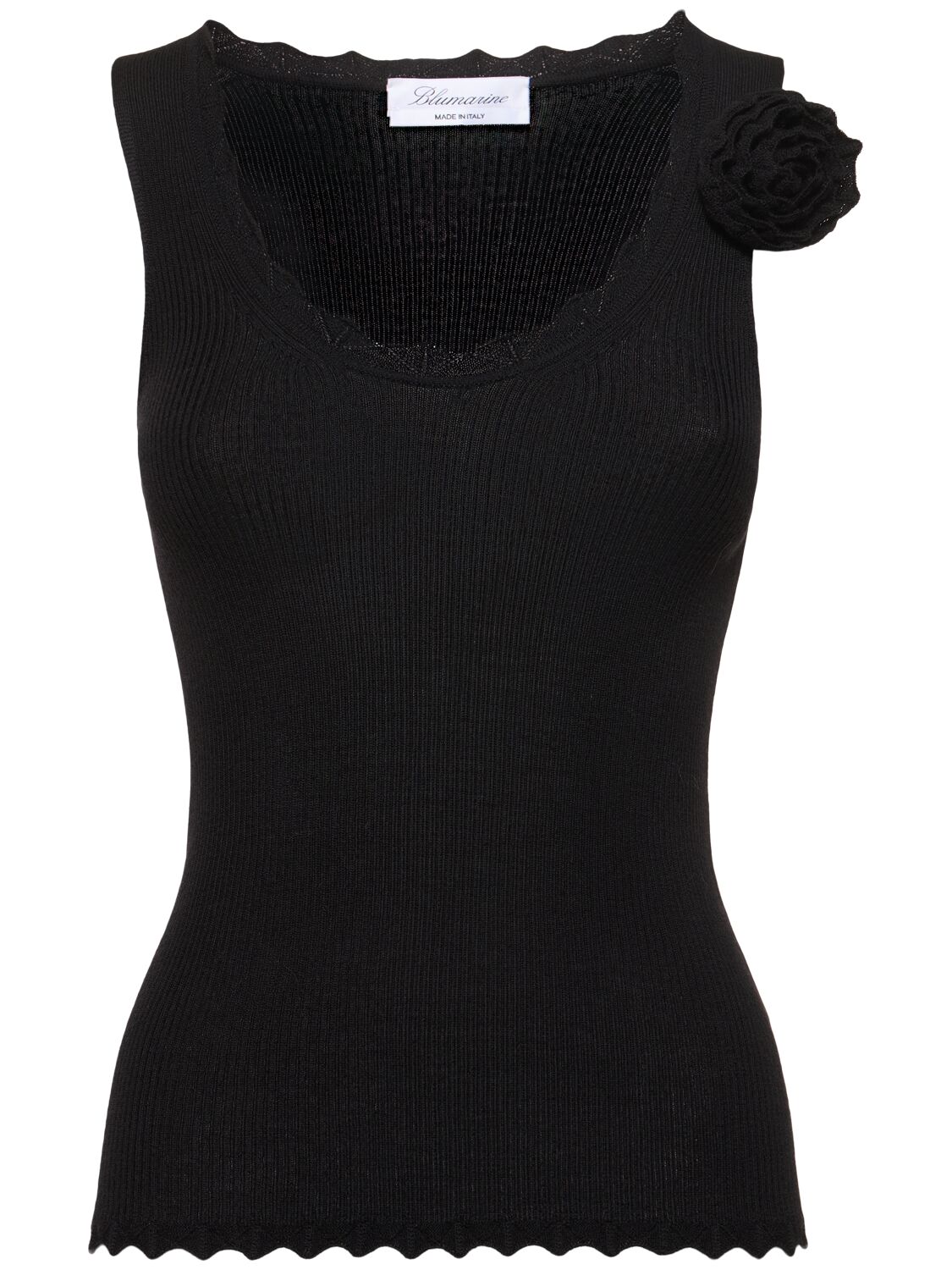 Blumarine Rib Knit Tank Top In Black