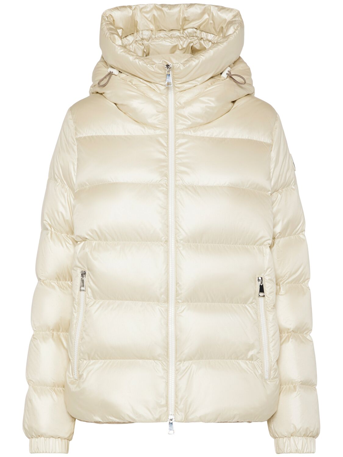 Shop Moncler Biron Nylon Down Jacket In Silk White