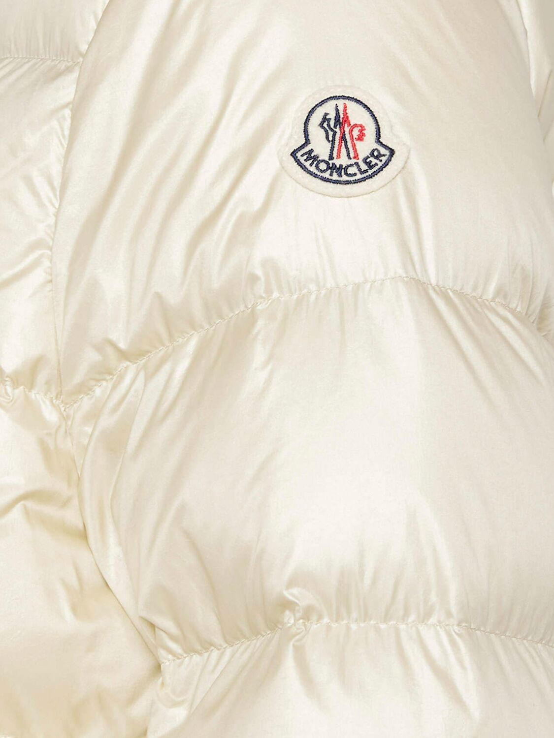 Shop Moncler Biron Nylon Down Jacket In Silk White