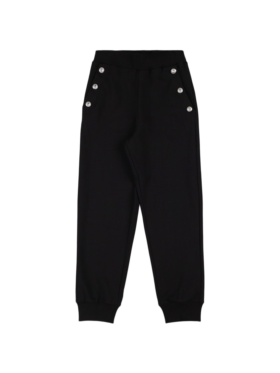 Balmain Cotton Sweatpants W/ Buttons In Black