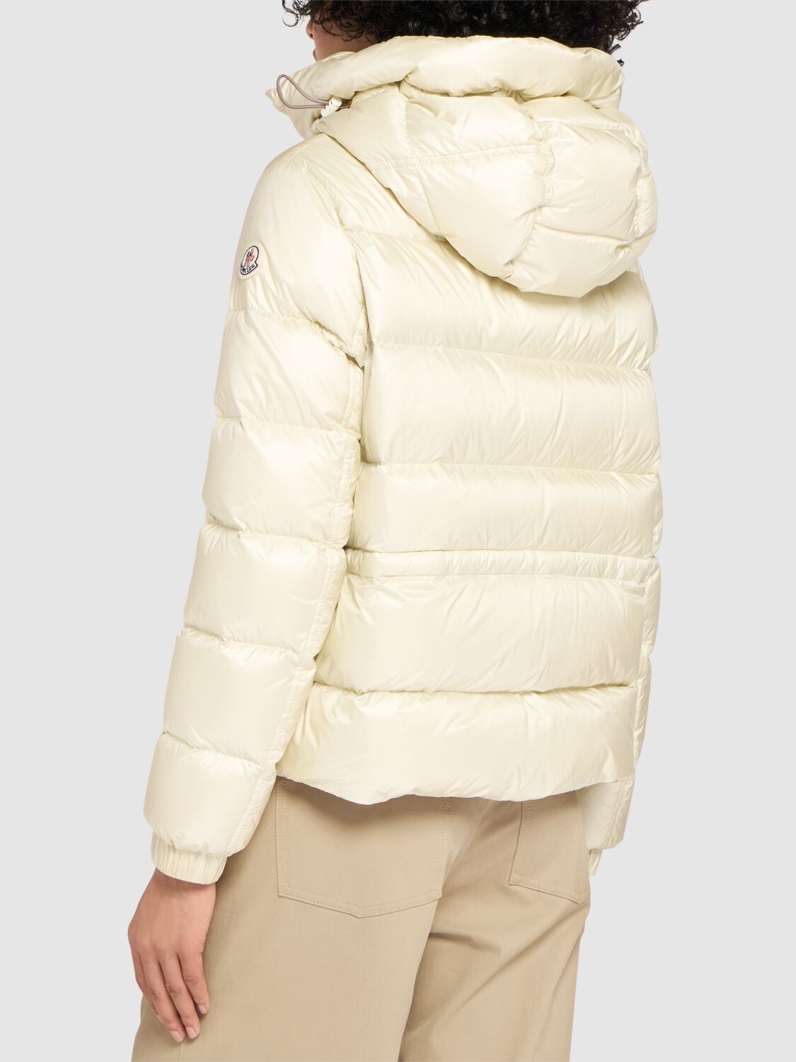 Shop Moncler Biron Nylon Down Jacket In Silk White