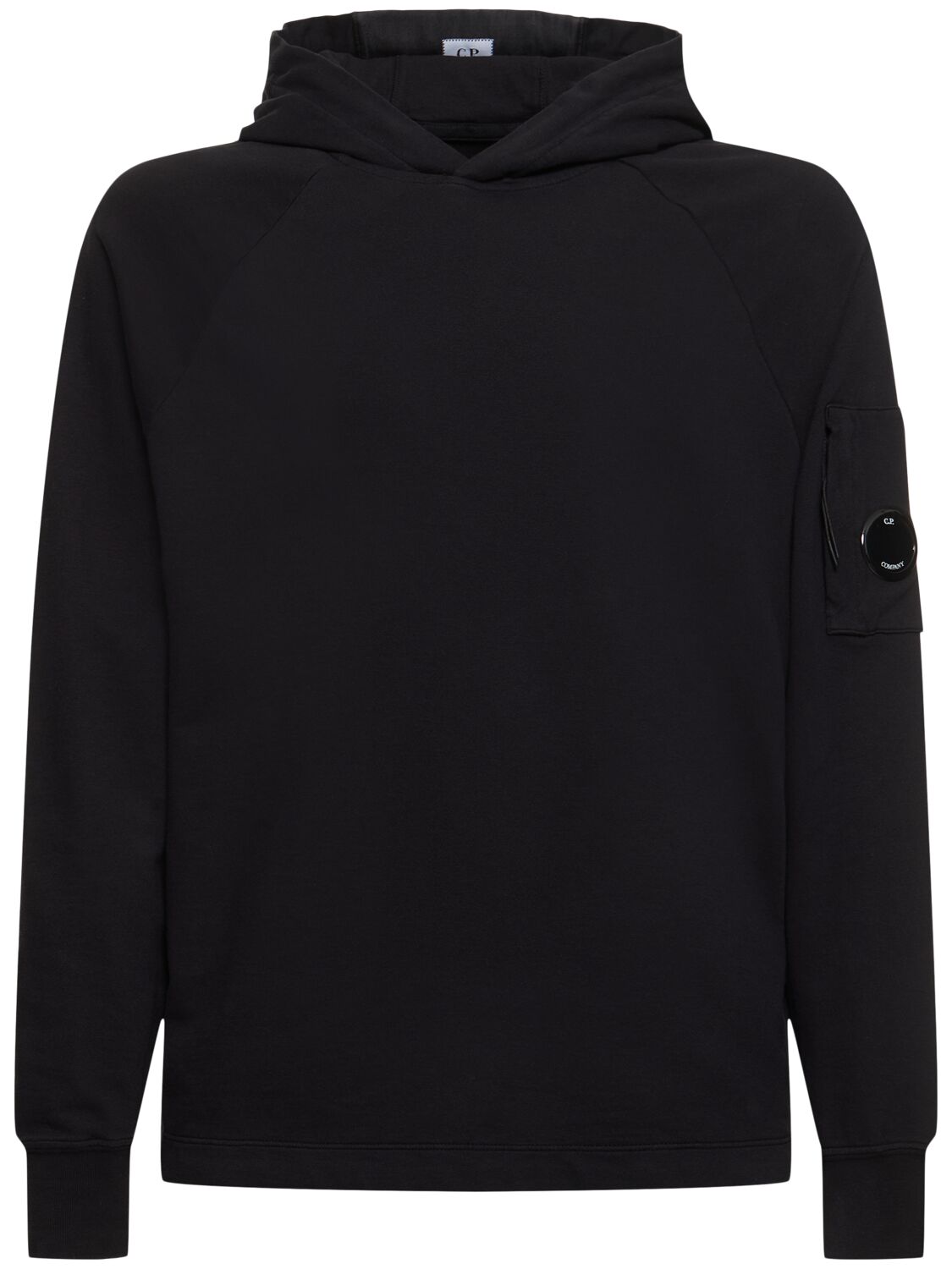 C.p. Company Light Fleece Cotton Hoodie In Black