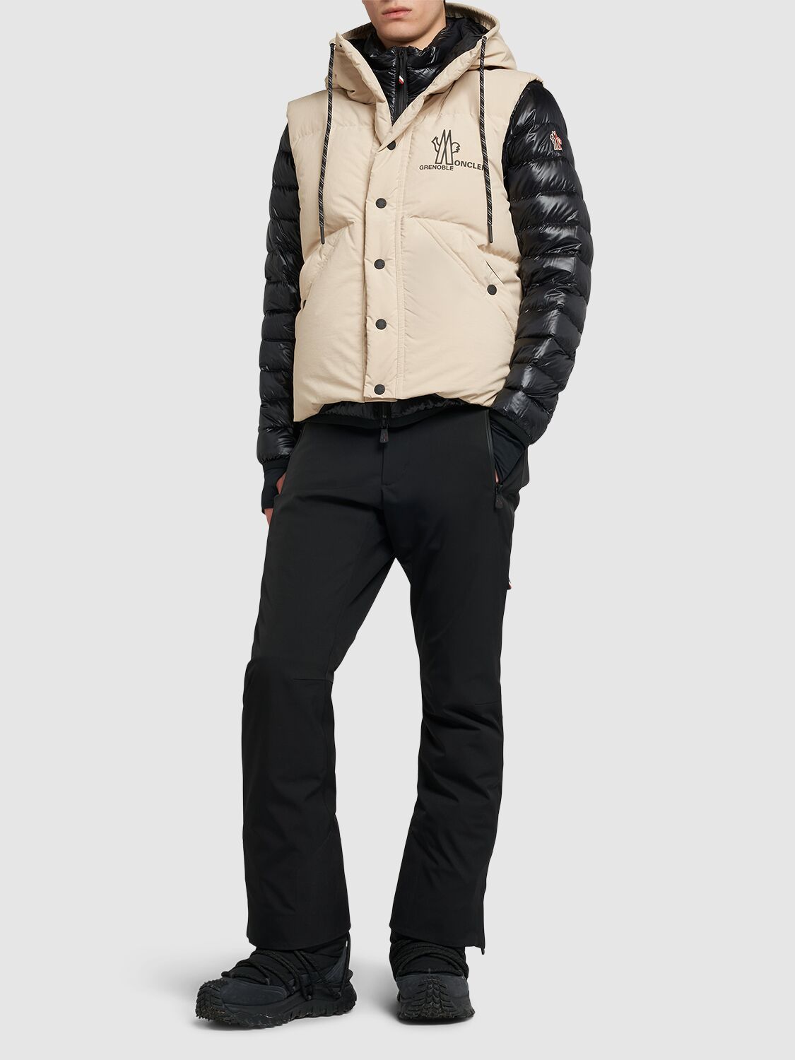 Shop Moncler Baldy Tech Down Vest In Beige