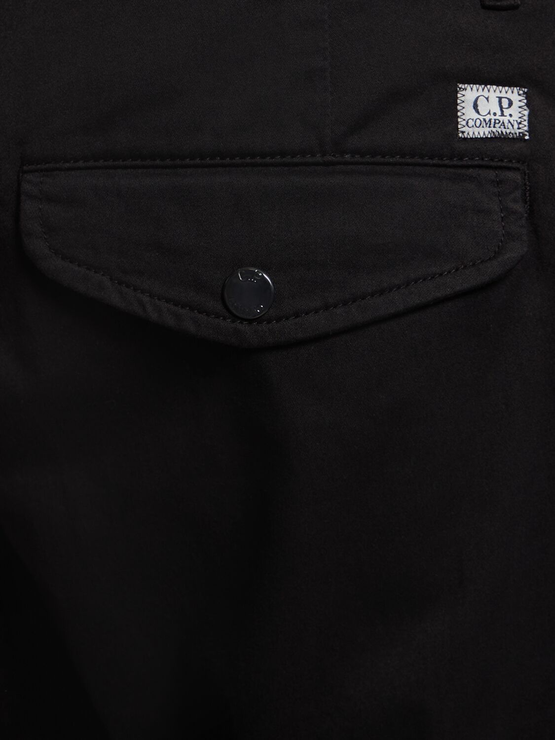 Shop C.p. Company Stretch Cotton Lens Cargo Pants In Black