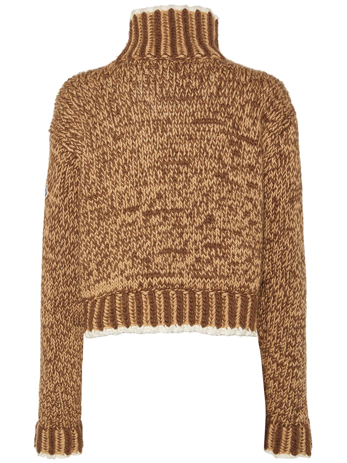 Shop Moncler Virgin Wool Blend Turtleneck Sweater In Brown