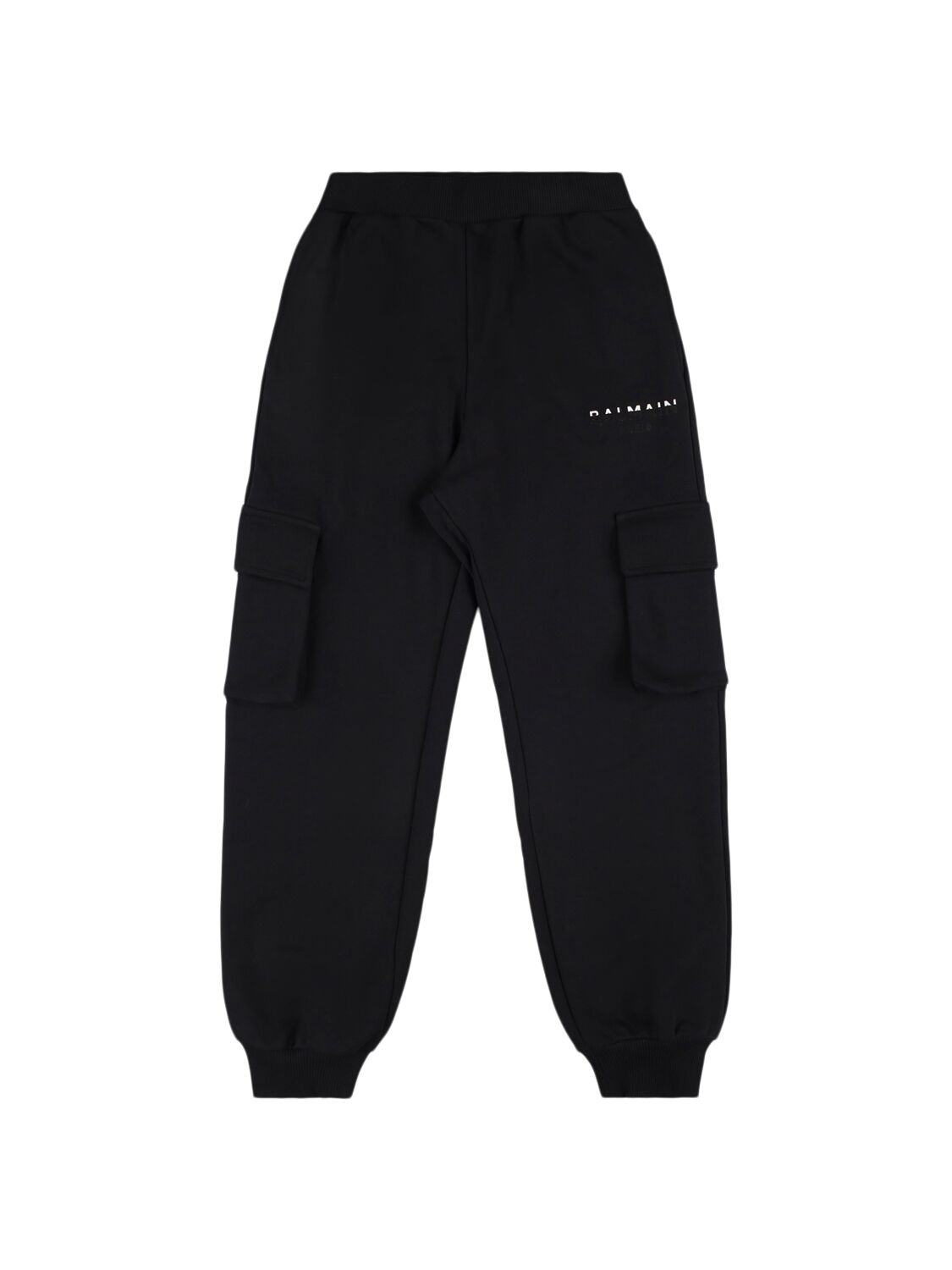 Balmain Cotton Cargo Sweatpants In Black