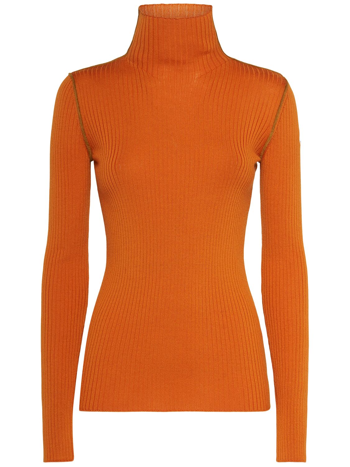 Moncler Wool Blend Polo Neck Jumper In Orange