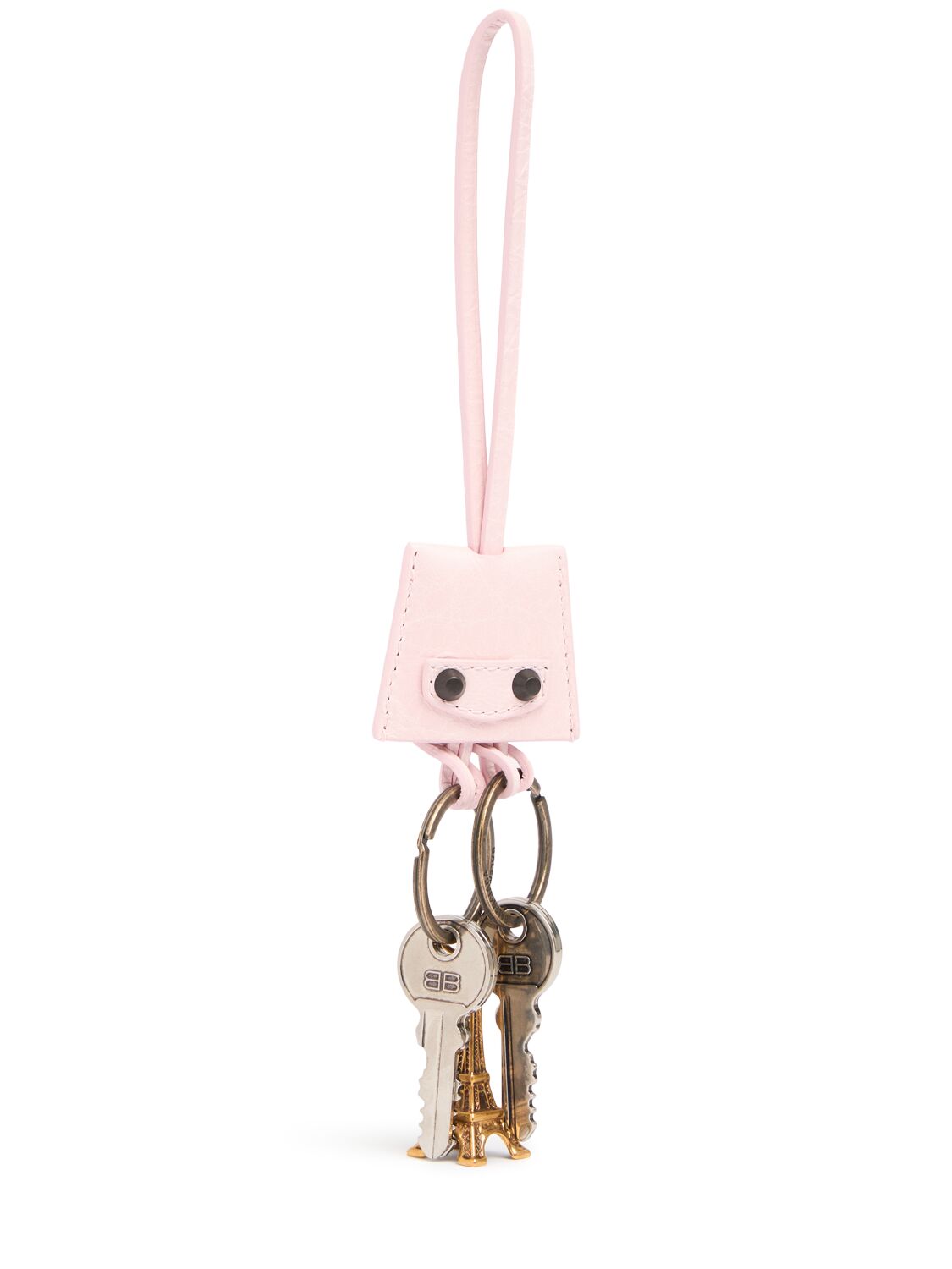 Balenciaga Le City Leather Charm Key Holder In Pink