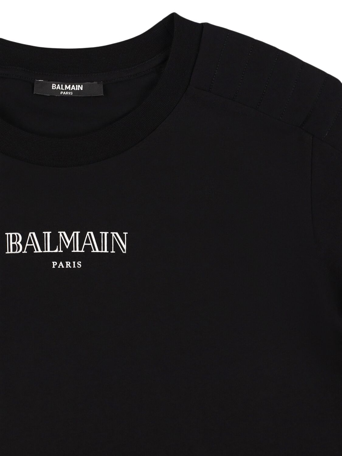 Shop Balmain Cotton Jersey T-shirt W/ Logo In Black/white