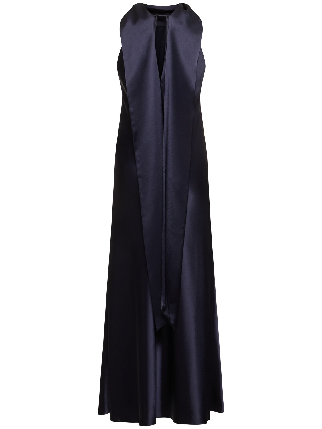 Shop Galvan Sienna Midi Halter Dress In Dark Blue