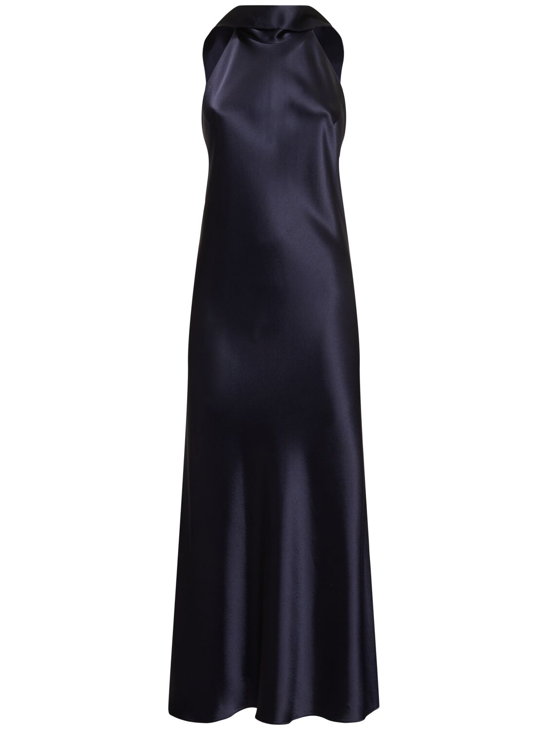 Shop Galvan Sienna Midi Halter Dress In Dark Blue