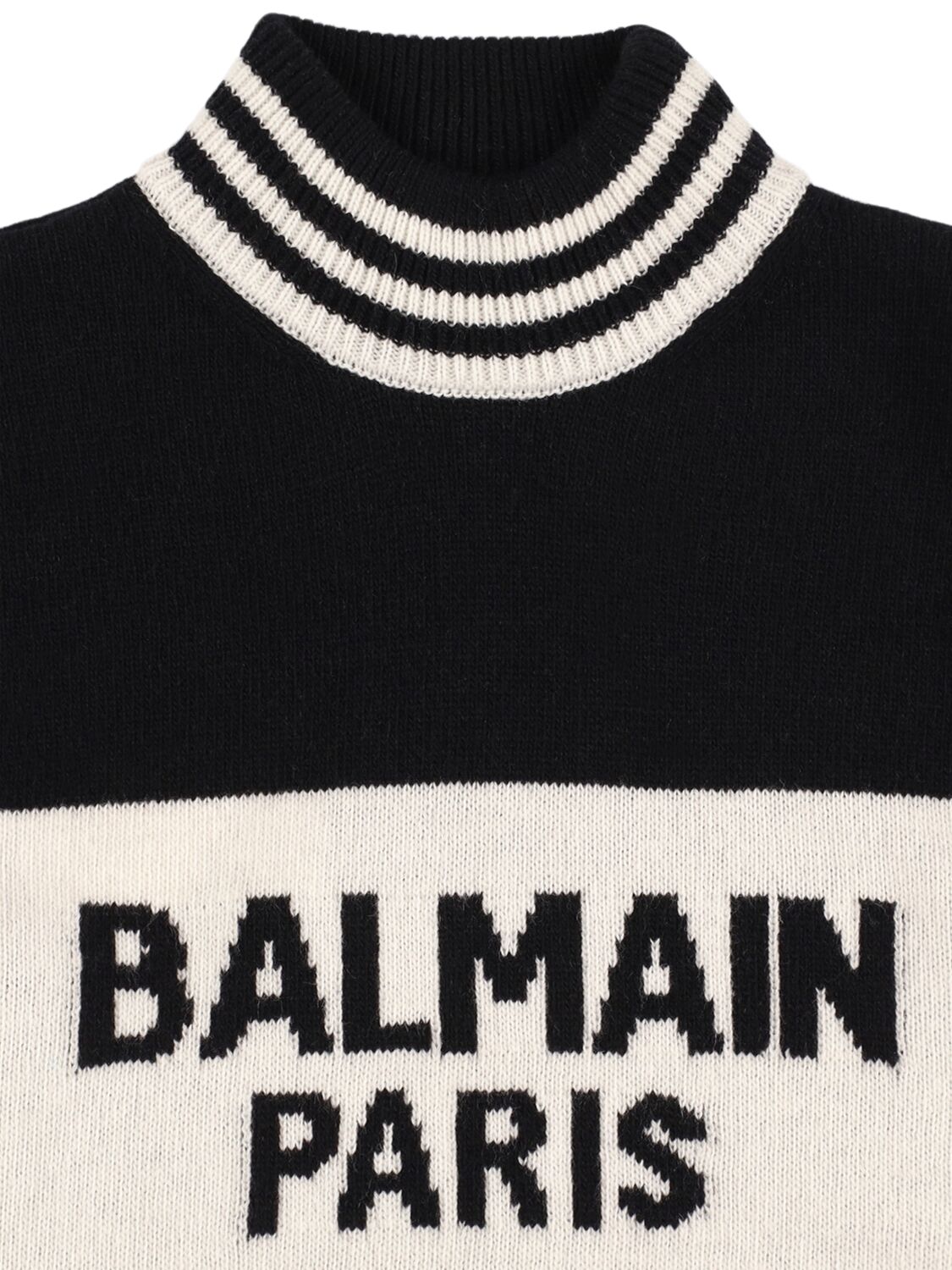 Shop Balmain Logo Wool Blend Jacquard Knit Vest In Black/white