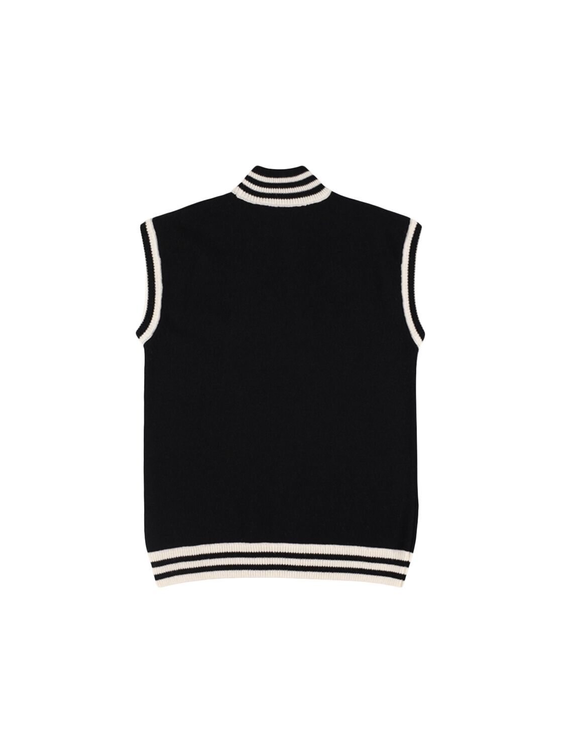 Shop Balmain Logo Wool Blend Jacquard Knit Vest In Black/white