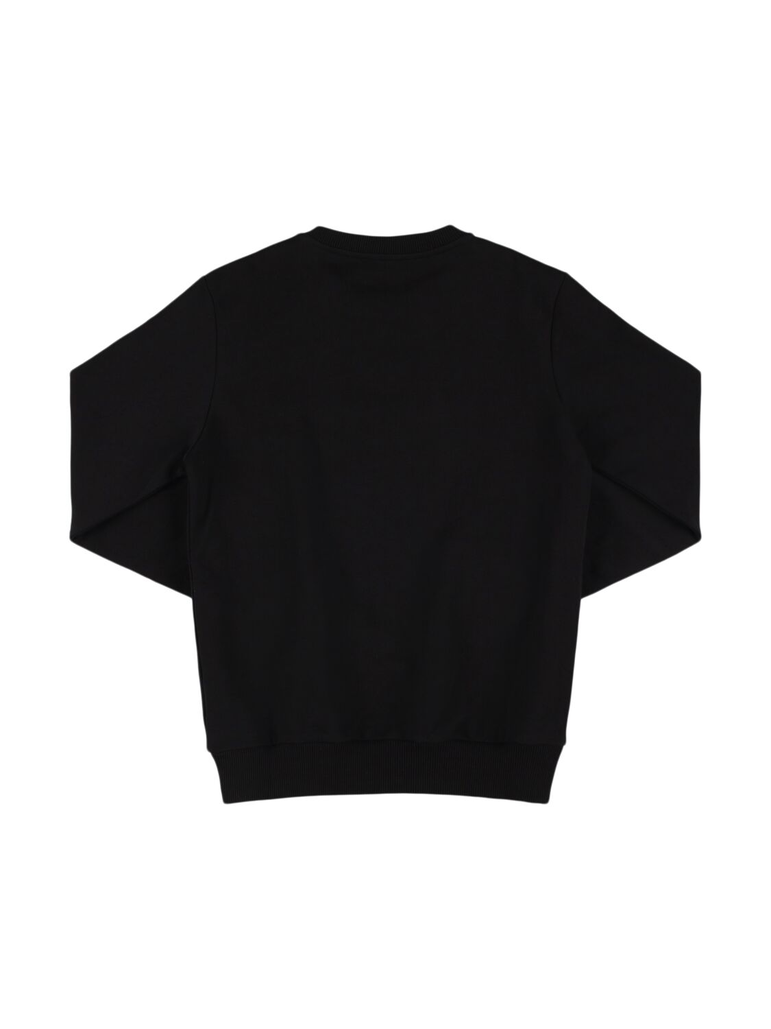 Shop Balmain Printed Logo Cotton Crewneck Sweatshirt In Black