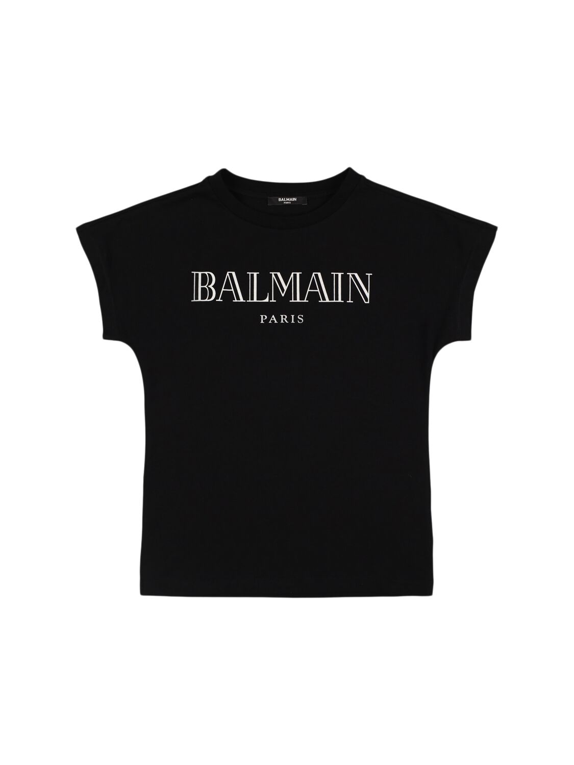 Balmain Logo Printed Cotton Jersey T-shirt In Black/white