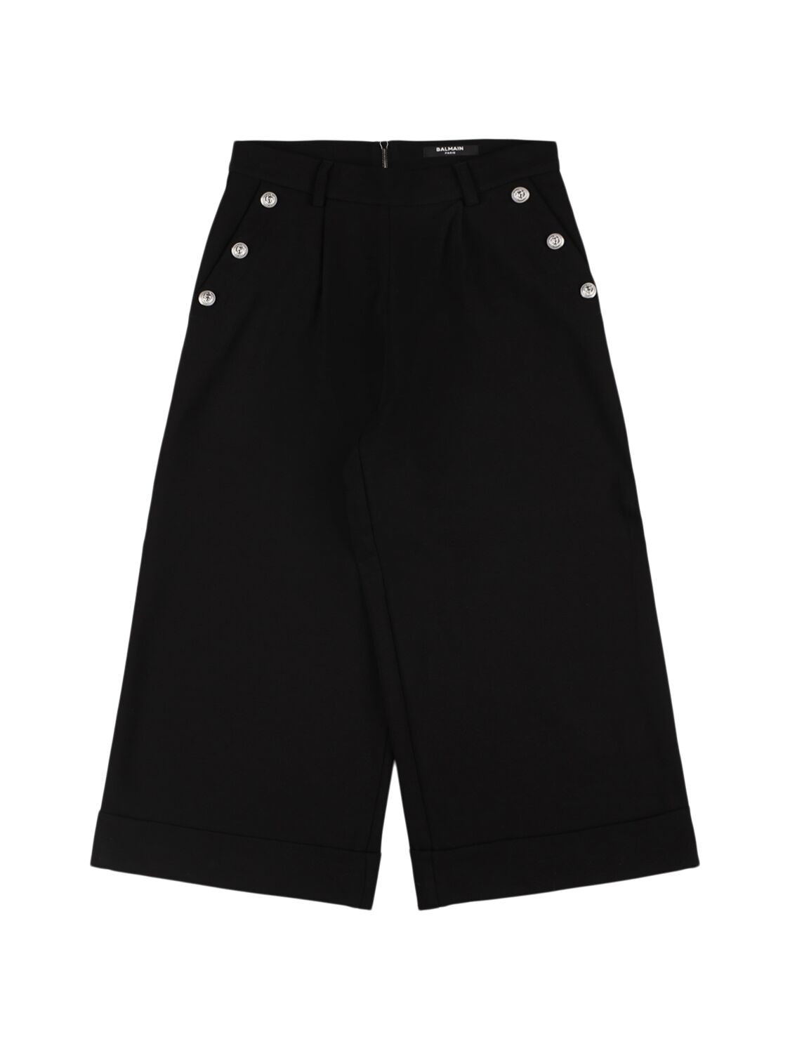 Shop Balmain Viscose Blend Knit Cropped Pants In Black