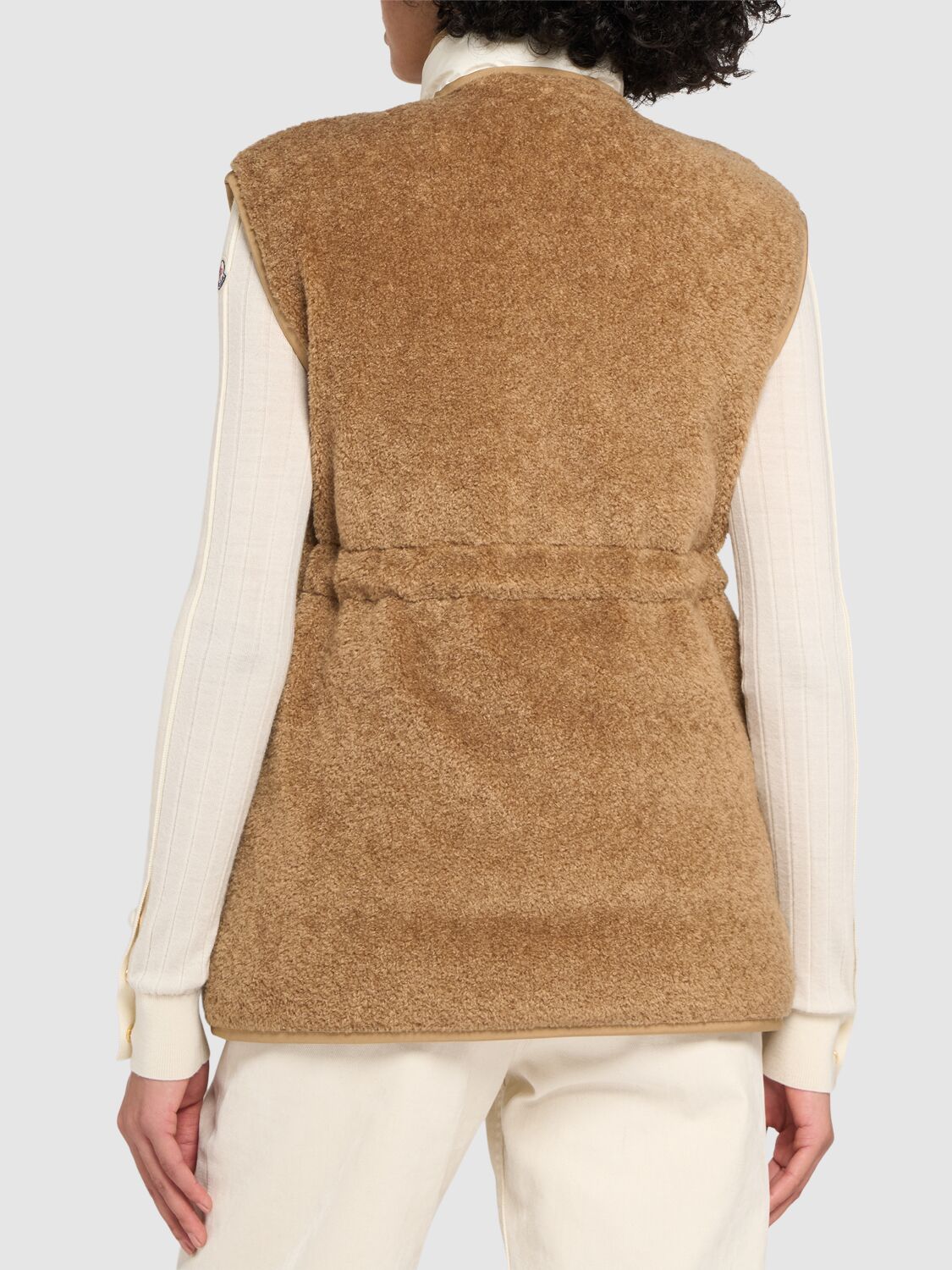 Shop Moncler Bost Teddy Down Vest In Brown