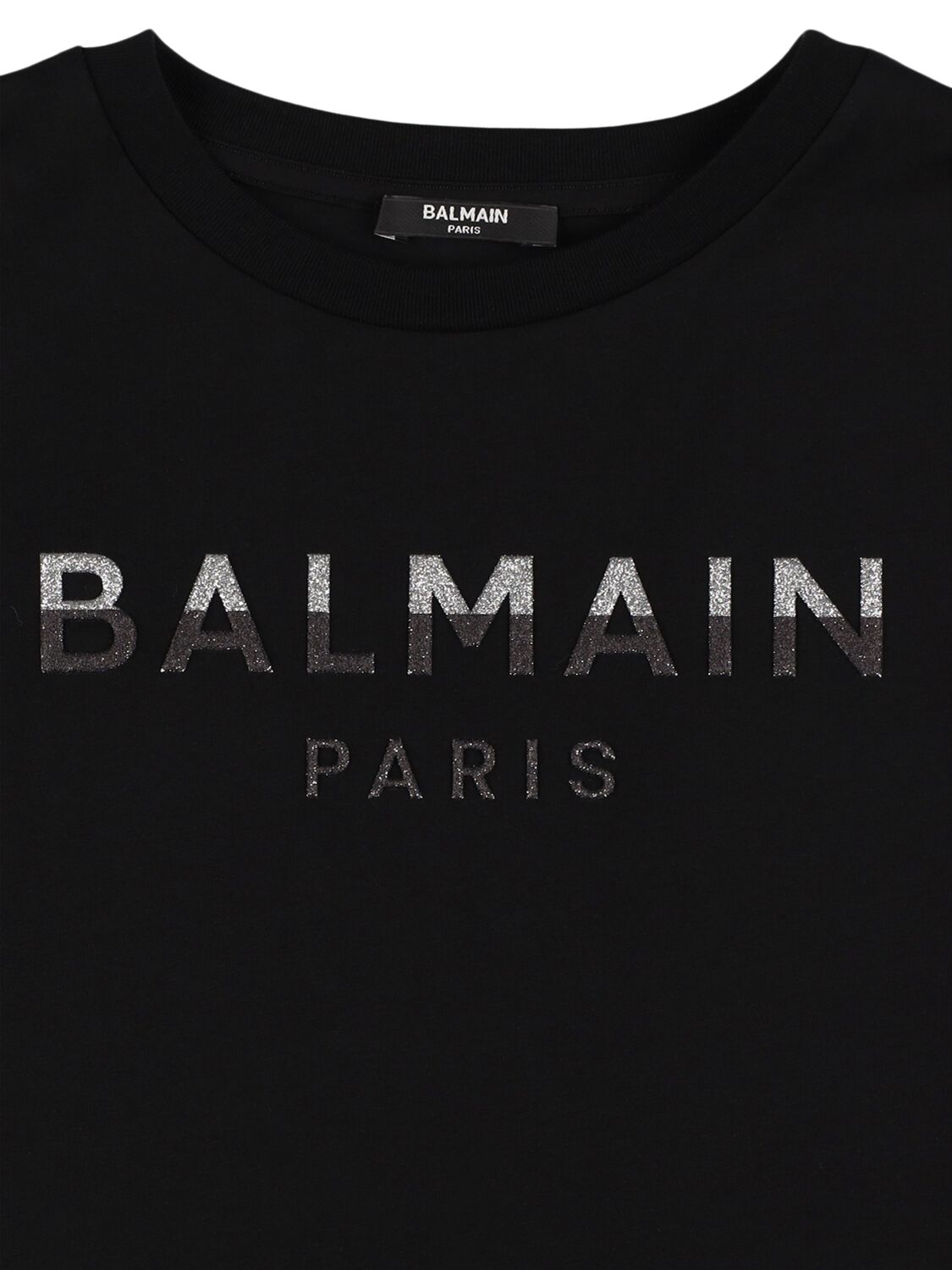 Shop Balmain Printed Logo Cotton Jersey T-shirt Dress In Black