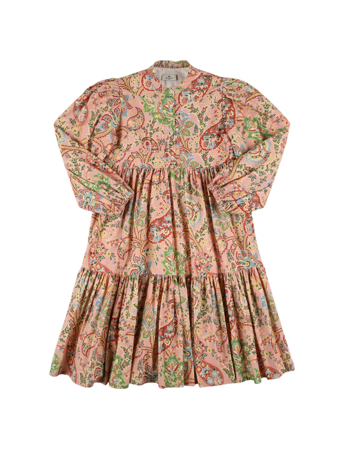 Etro Printed Woven Cotton Dress In Pink/multi