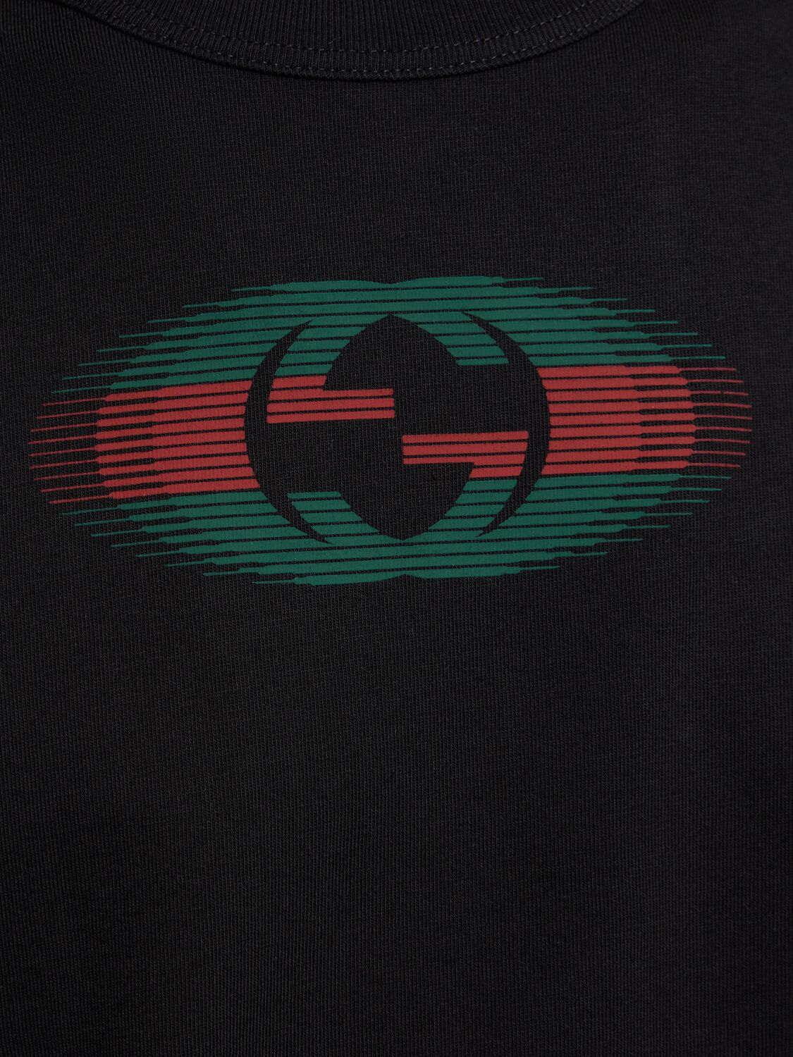 Shop Gucci Gg Logo Cotton T-shirt In Black