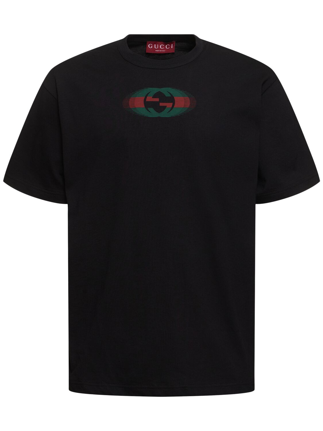 Shop Gucci Gg Logo Cotton T-shirt In Black