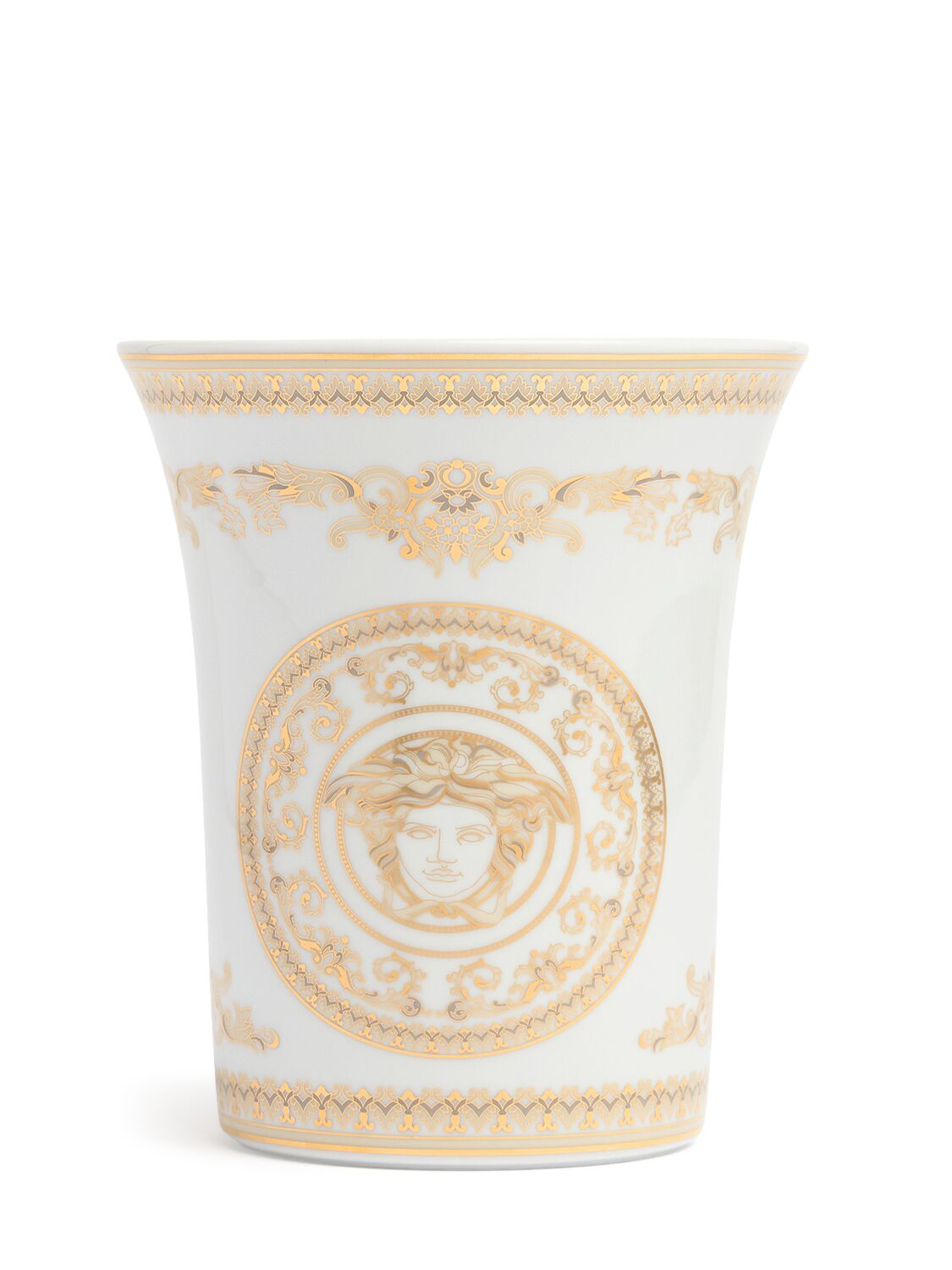 Versace Medusa Gold Vase In White