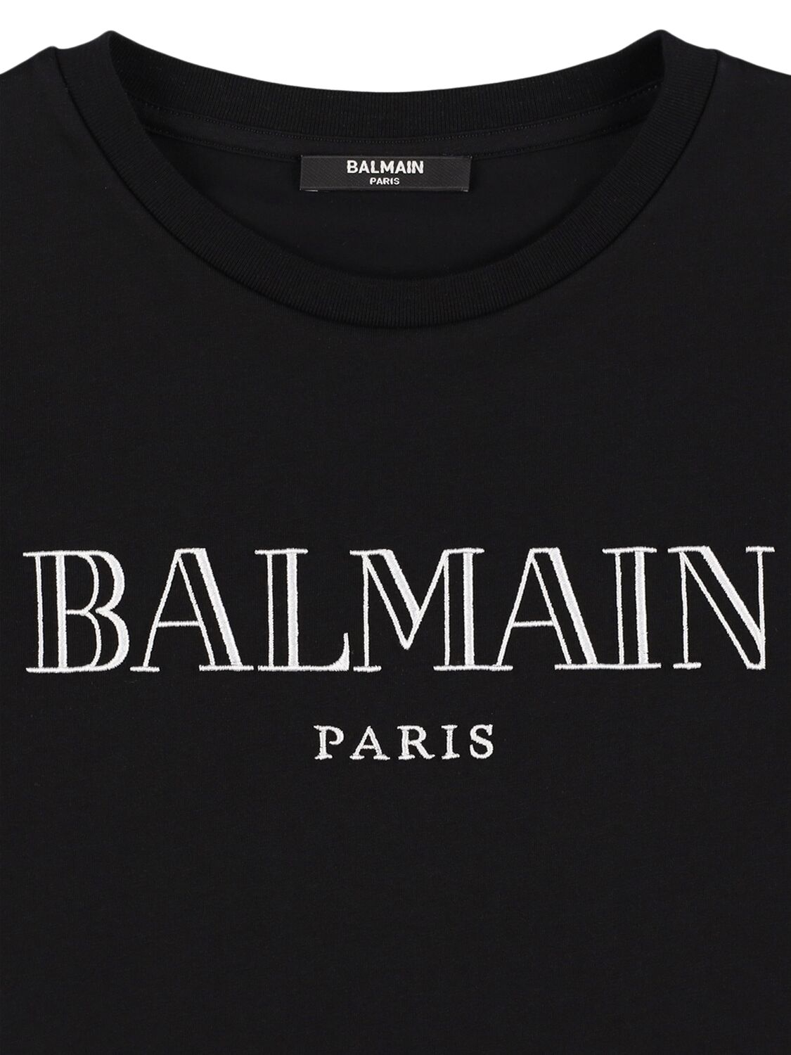 Shop Balmain Cotton Jersey T-shirt W/ Logo In Black