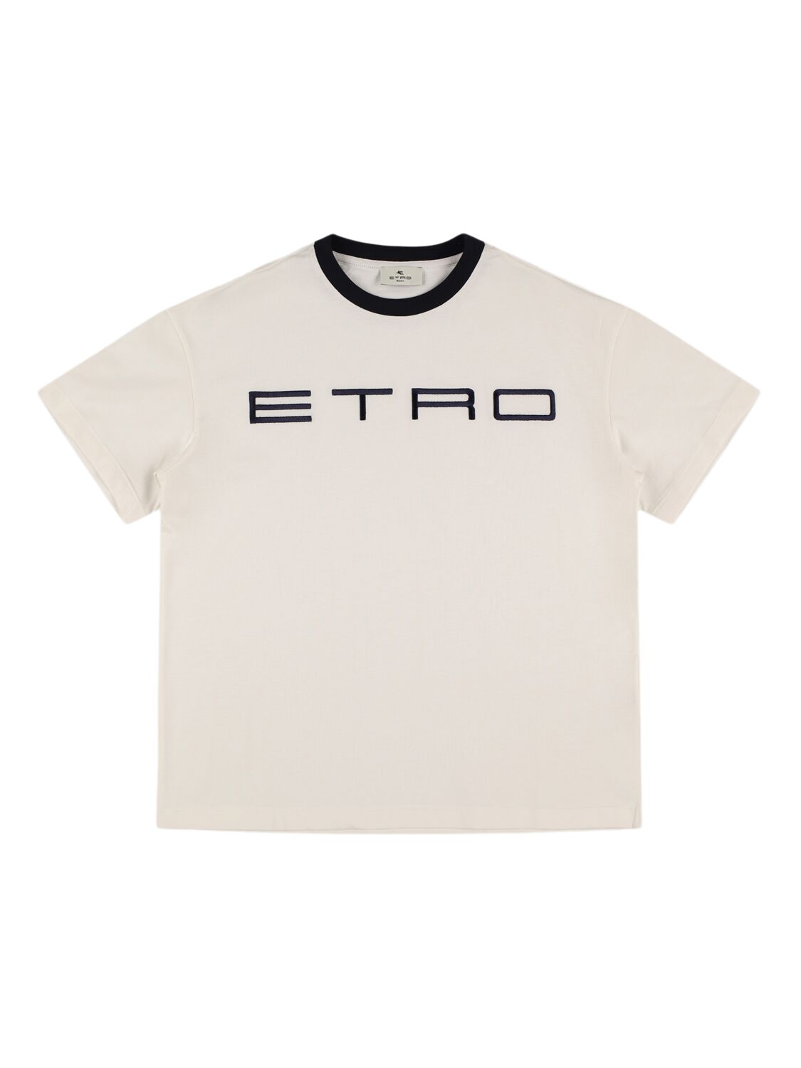 Etro 刺绣棉质平纹针织t恤 In White