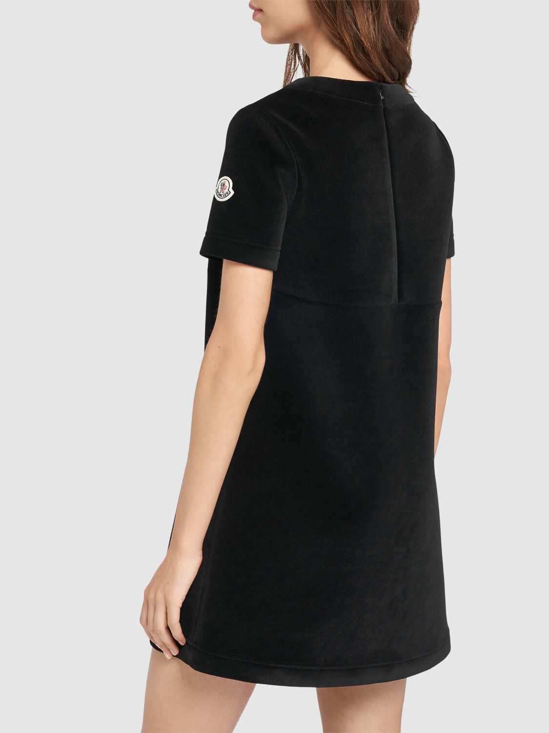 Shop Moncler Neoprene Viscose Blend Midi Dress In Black