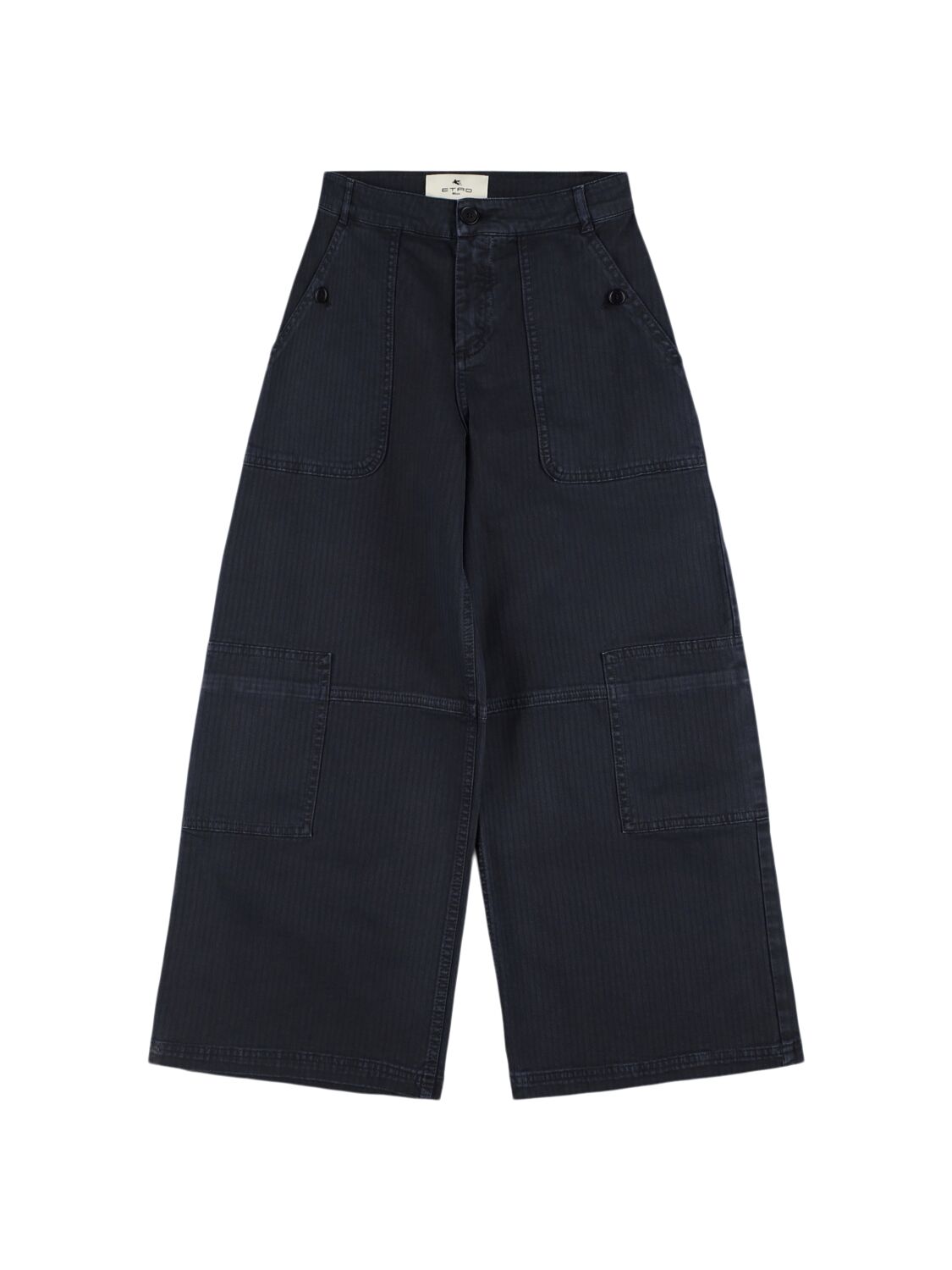 Etro Stretch Cotton Cargo Pants In Dark Blue