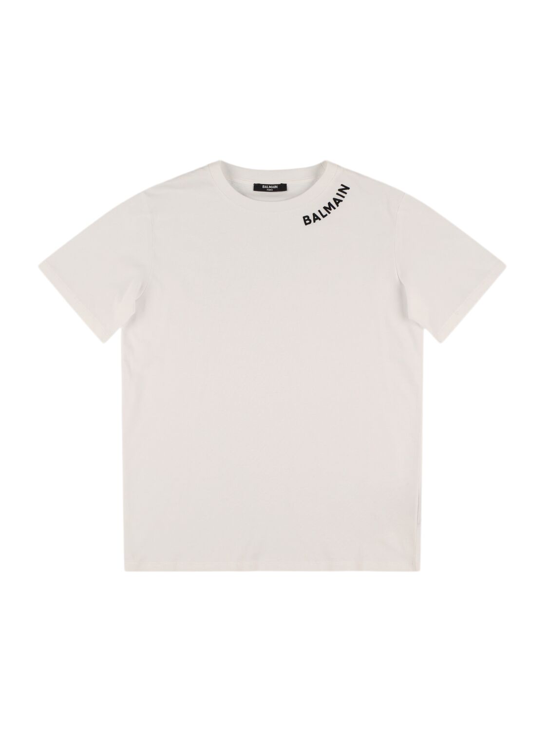 Balmain Kids' Cotton Jersey T-shirt W/ Logo In White/black