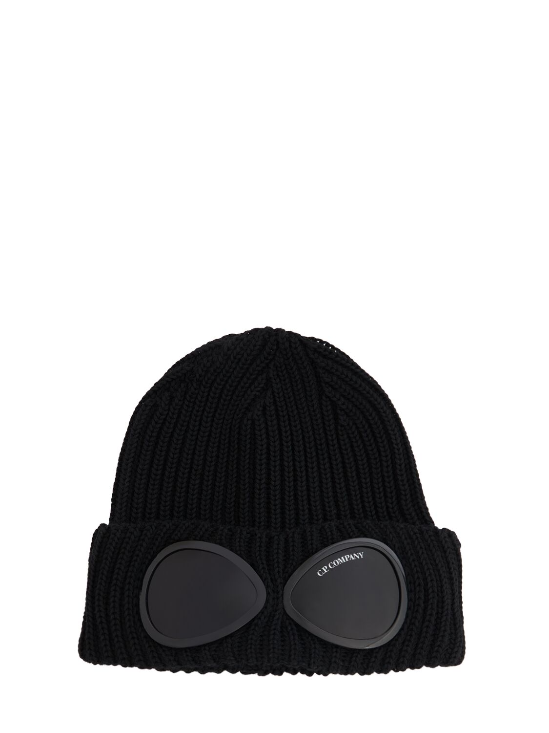 C.p. Company Extra Fine Wool Goggle Beanie In Black