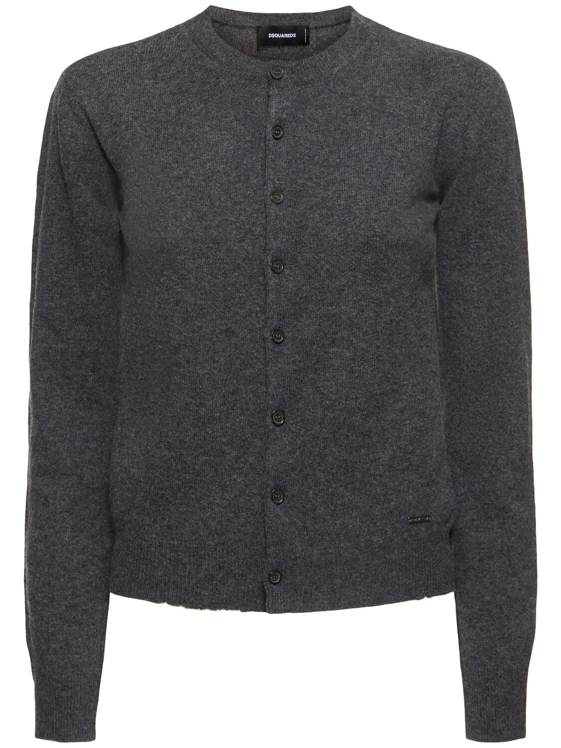 Dsquared2 Virgin Wool Knit Cardigan In Dark Grey